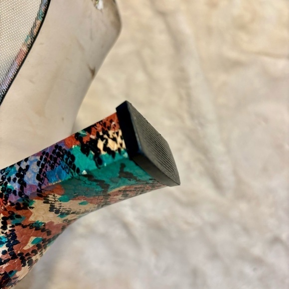 Vintage Heels J. Renee Size 9 Multicolored Snakeskin Metallic Orange Teal - Picture 9 of 16